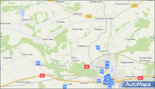 mapa Daleszyn, Daleszyn na mapie Targeo