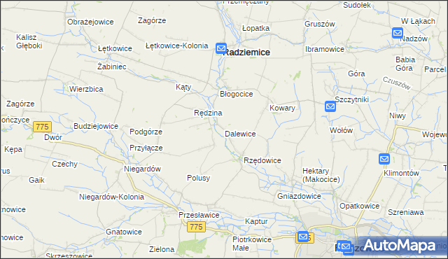 mapa Dalewice, Dalewice na mapie Targeo