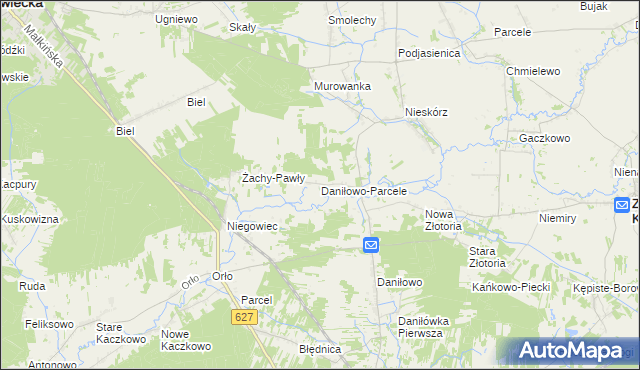 mapa Daniłowo-Parcele, Daniłowo-Parcele na mapie Targeo