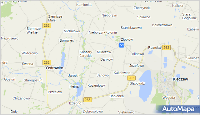 mapa Danków gmina Kleczew, Danków gmina Kleczew na mapie Targeo