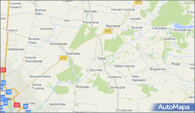 mapa Dębe gmina Żelazków, Dębe gmina Żelazków na mapie Targeo