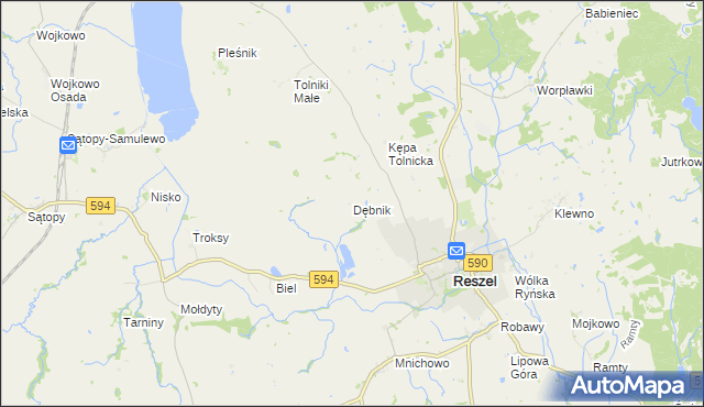 mapa Dębnik gmina Reszel, Dębnik gmina Reszel na mapie Targeo