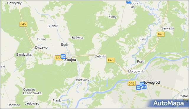 mapa Dębniki gmina Zbójna, Dębniki gmina Zbójna na mapie Targeo