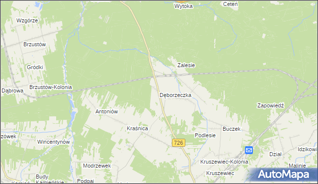 mapa Dęborzeczka, Dęborzeczka na mapie Targeo