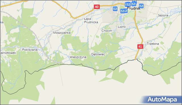 mapa Dębowiec gmina Prudnik, Dębowiec gmina Prudnik na mapie Targeo