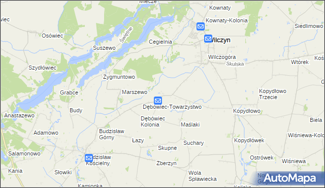 mapa Dębówiec gmina Wilczyn, Dębówiec gmina Wilczyn na mapie Targeo