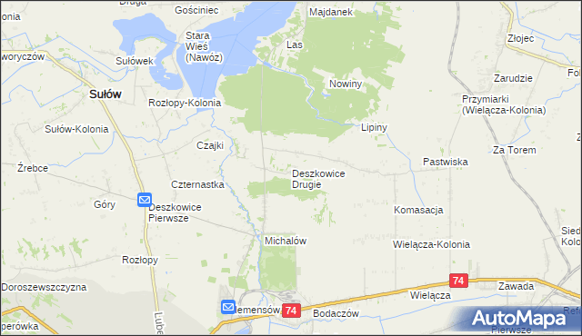 mapa Deszkowice Drugie, Deszkowice Drugie na mapie Targeo