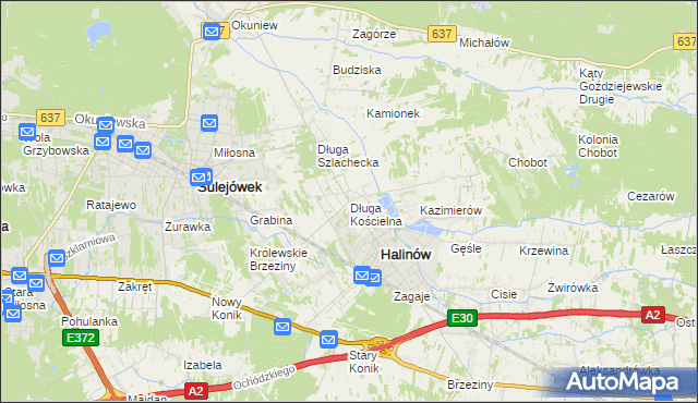 mapa Długa Kościelna, Długa Kościelna na mapie Targeo