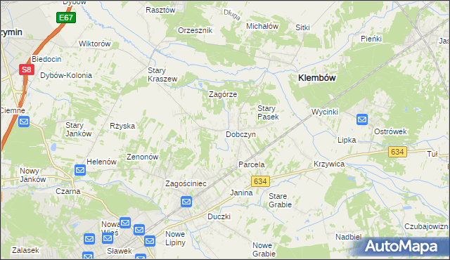mapa Dobczyn gmina Klembów, Dobczyn gmina Klembów na mapie Targeo