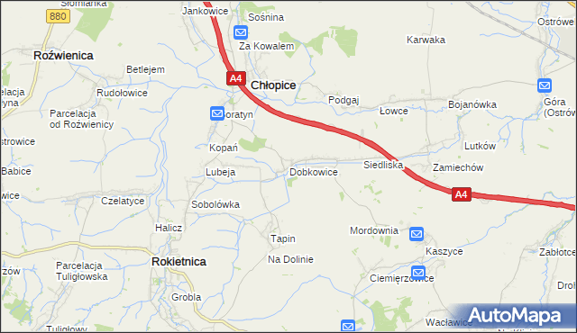 mapa Dobkowice gmina Chłopice, Dobkowice gmina Chłopice na mapie Targeo