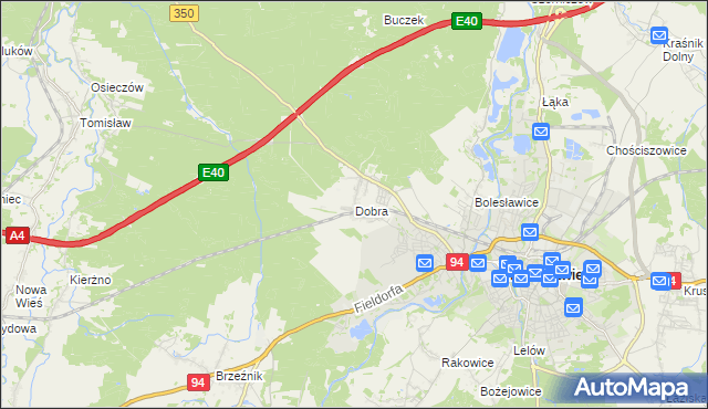 mapa Dobra gmina Bolesławiec, Dobra gmina Bolesławiec na mapie Targeo