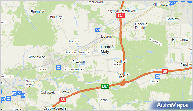 mapa Dobroń Duży, Dobroń Duży na mapie Targeo