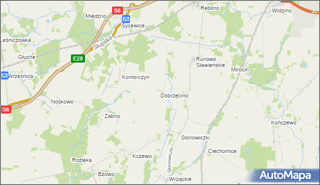 mapa Dobrzęcino, Dobrzęcino na mapie Targeo