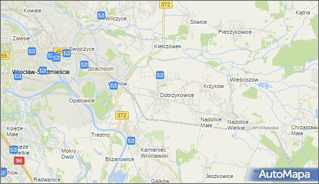 mapa Dobrzykowice, Dobrzykowice na mapie Targeo