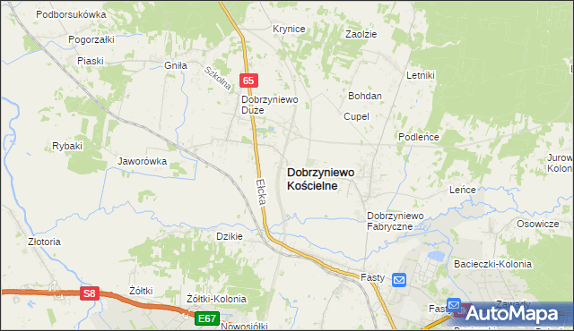 mapa Dobrzyniewo Kościelne, Dobrzyniewo Kościelne na mapie Targeo