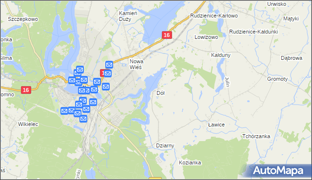 mapa Dół gmina Iława, Dół gmina Iława na mapie Targeo