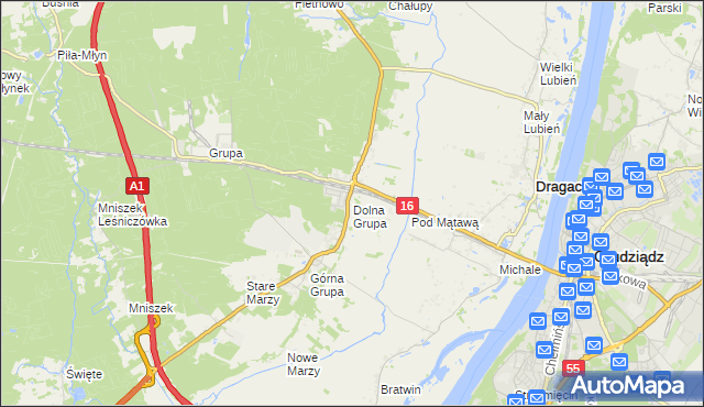 mapa Dolna Grupa, Dolna Grupa na mapie Targeo