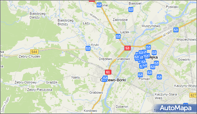 mapa Drężewo, Drężewo na mapie Targeo
