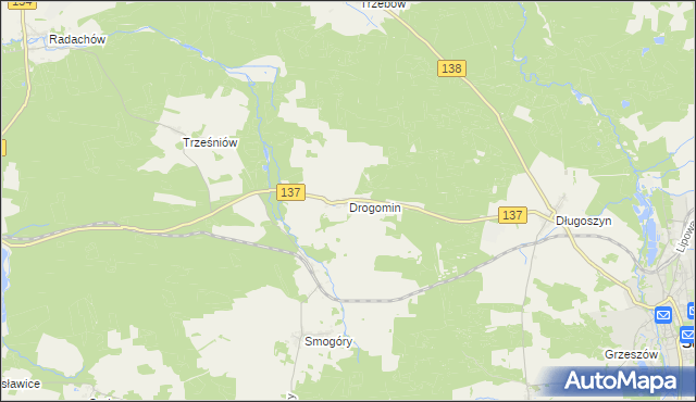mapa Drogomin gmina Sulęcin, Drogomin gmina Sulęcin na mapie Targeo