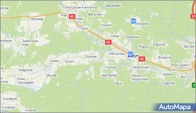 mapa Drożdżów, Drożdżów na mapie Targeo