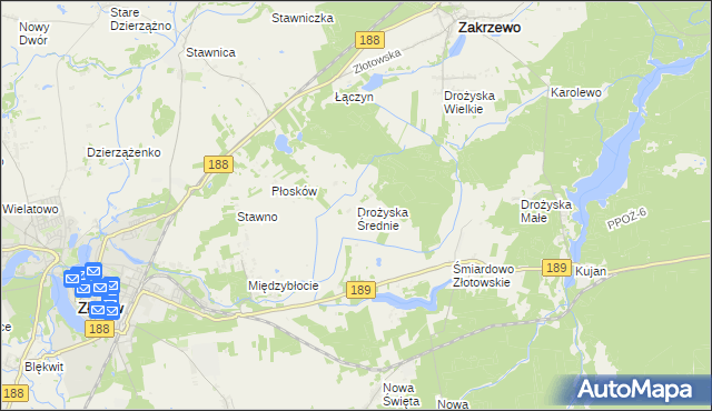 mapa Drożyska Średnie, Drożyska Średnie na mapie Targeo