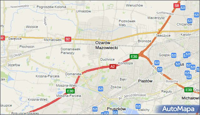 mapa Duchnice, Duchnice na mapie Targeo
