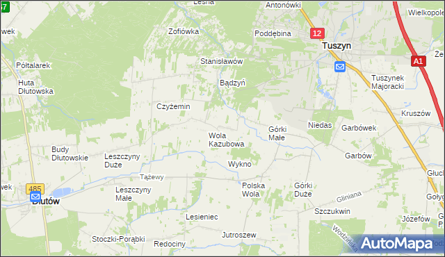 mapa Dylew gmina Tuszyn, Dylew gmina Tuszyn na mapie Targeo