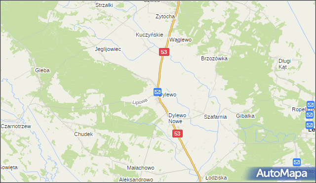 mapa Dylewo gmina Kadzidło, Dylewo gmina Kadzidło na mapie Targeo
