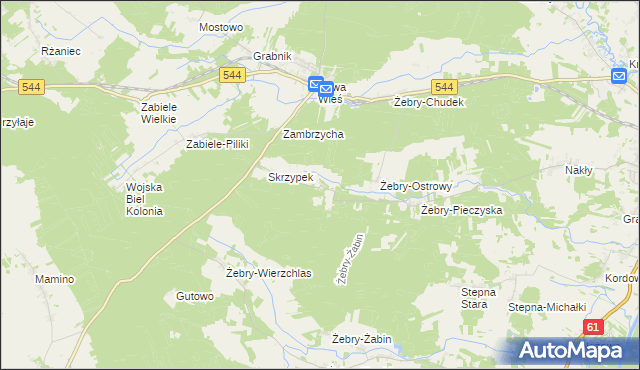 mapa Działyń gmina Olszewo-Borki, Działyń gmina Olszewo-Borki na mapie Targeo
