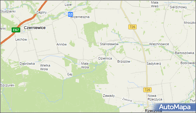 mapa Dzielnica gmina Czerniewice, Dzielnica gmina Czerniewice na mapie Targeo