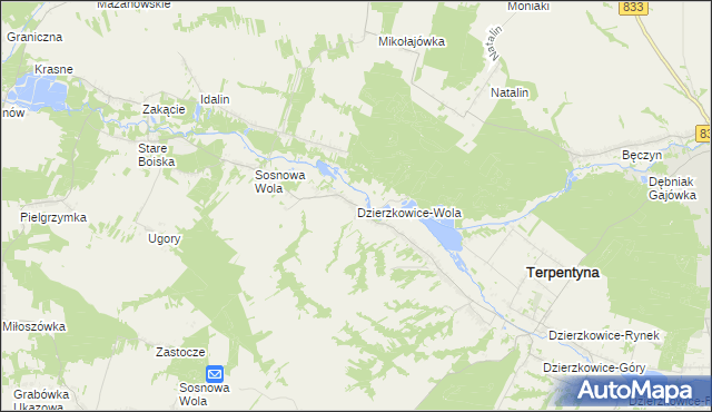 mapa Dzierzkowice-Wola, Dzierzkowice-Wola na mapie Targeo