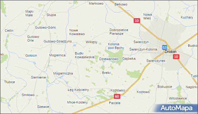 mapa Dziewanowo, Dziewanowo na mapie Targeo