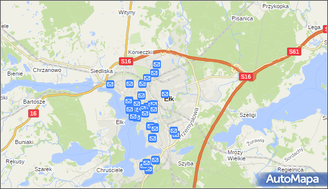 mapa Ełku, Ełk na mapie Targeo