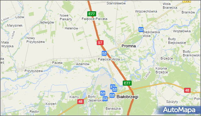 mapa Falęcice, Falęcice na mapie Targeo