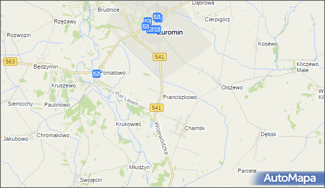 mapa Franciszkowo gmina Żuromin, Franciszkowo gmina Żuromin na mapie Targeo
