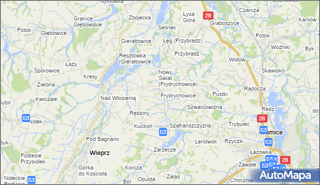 mapa Frydrychowice, Frydrychowice na mapie Targeo