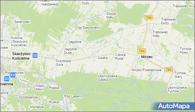 mapa Gadka gmina Mirzec, Gadka gmina Mirzec na mapie Targeo