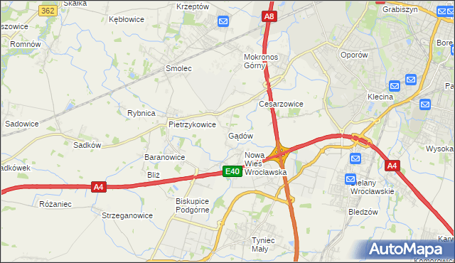 mapa Gądów, Gądów na mapie Targeo