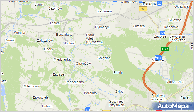 mapa Gałęzice, Gałęzice na mapie Targeo