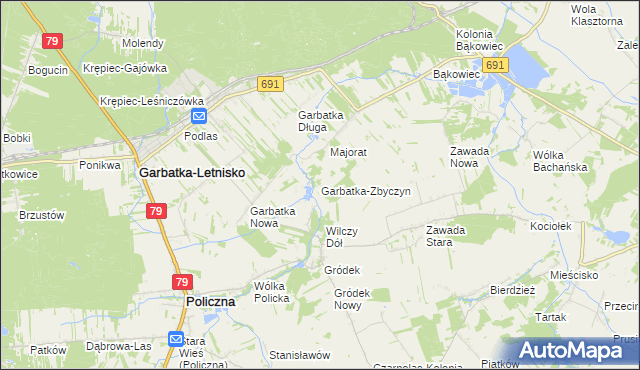 mapa Garbatka-Zbyczyn, Garbatka-Zbyczyn na mapie Targeo