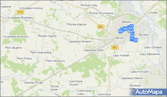 mapa Gąsówka-Osse, Gąsówka-Osse na mapie Targeo