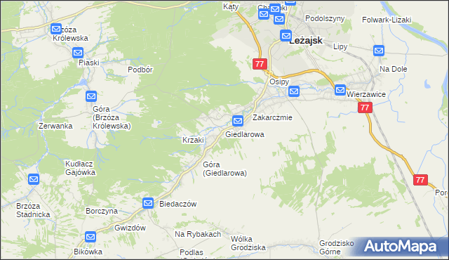 mapa Giedlarowa, Giedlarowa na mapie Targeo