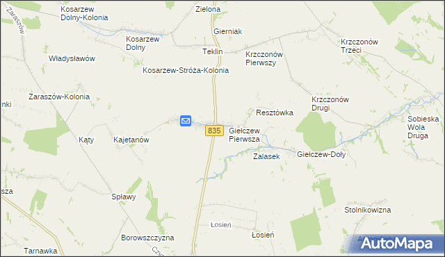 mapa Giełczew gmina Wysokie, Giełczew gmina Wysokie na mapie Targeo