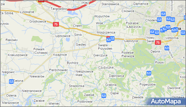 mapa Gierczyce gmina Bochnia, Gierczyce gmina Bochnia na mapie Targeo