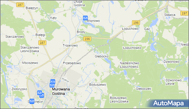 mapa Głębocko gmina Murowana Goślina, Głębocko gmina Murowana Goślina na mapie Targeo