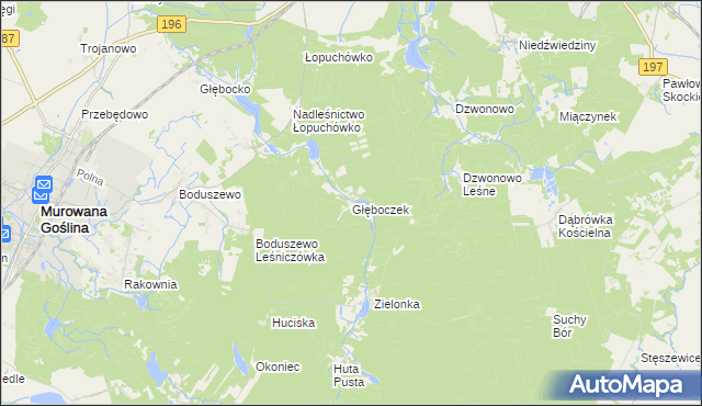 mapa Głęboczek gmina Murowana Goślina, Głęboczek gmina Murowana Goślina na mapie Targeo