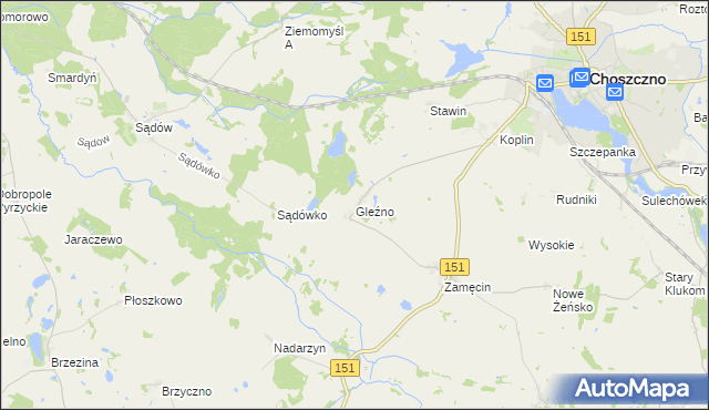 mapa Gleźno, Gleźno na mapie Targeo