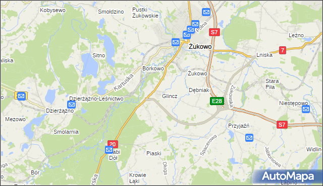 mapa Glincz, Glincz na mapie Targeo