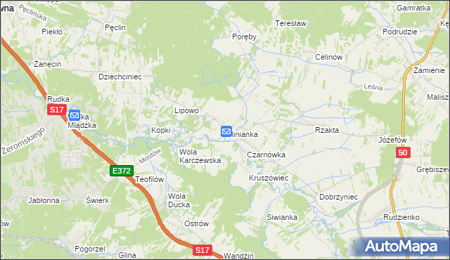 mapa Glinianka gmina Wiązowna, Glinianka gmina Wiązowna na mapie Targeo