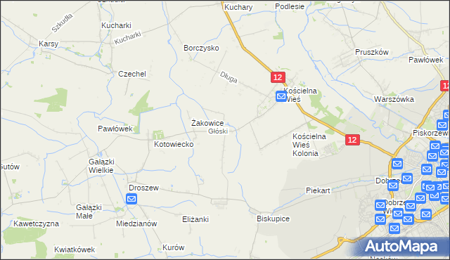 mapa Głóski, Głóski na mapie Targeo